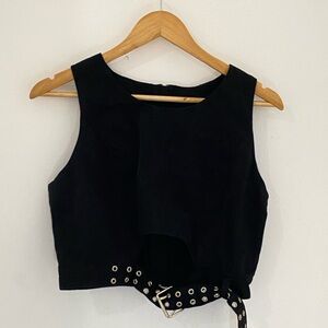 The Ragged Priest Black Crop Top with Grommet Belt